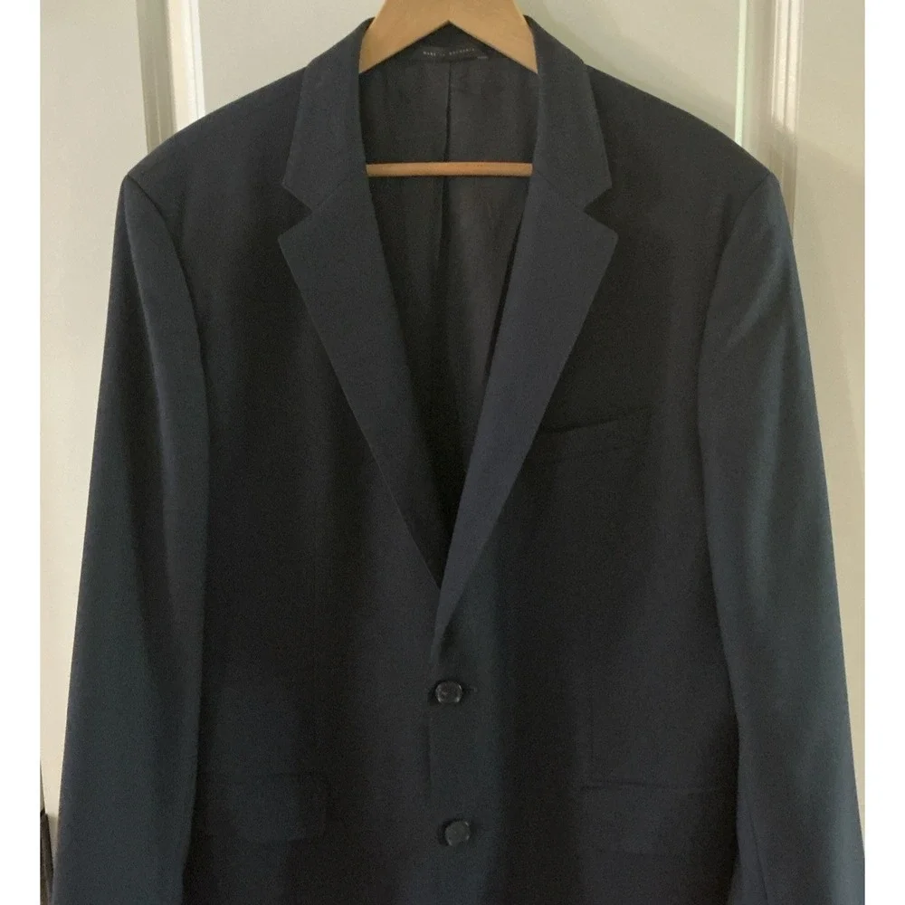 Hugo Boss 100% Virgin Wool Blazer 44R • Navy Blue • Two‑Button &‎ Dual Vent